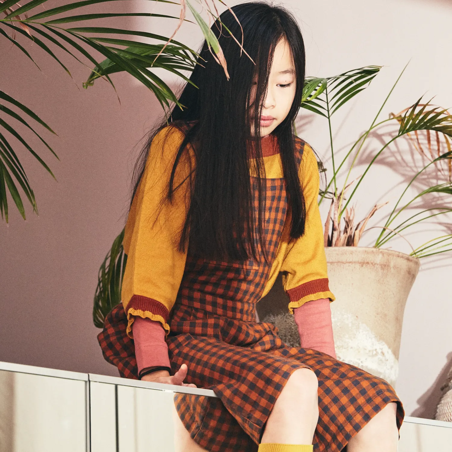 A Monday In Copenhagen Sweatshirts> Bellis Overall Sugar Almond Check