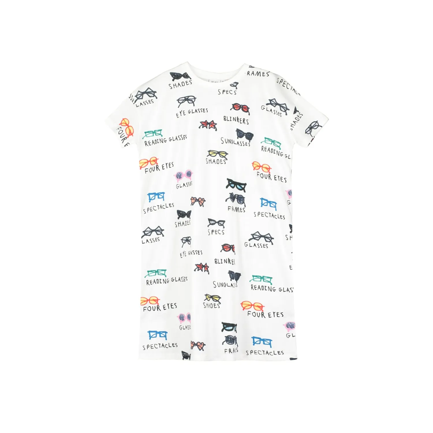 Beau Loves Overalls & Jumpsuits> Jersey T-Shirt Dress, Ecru, Spectacles Aop