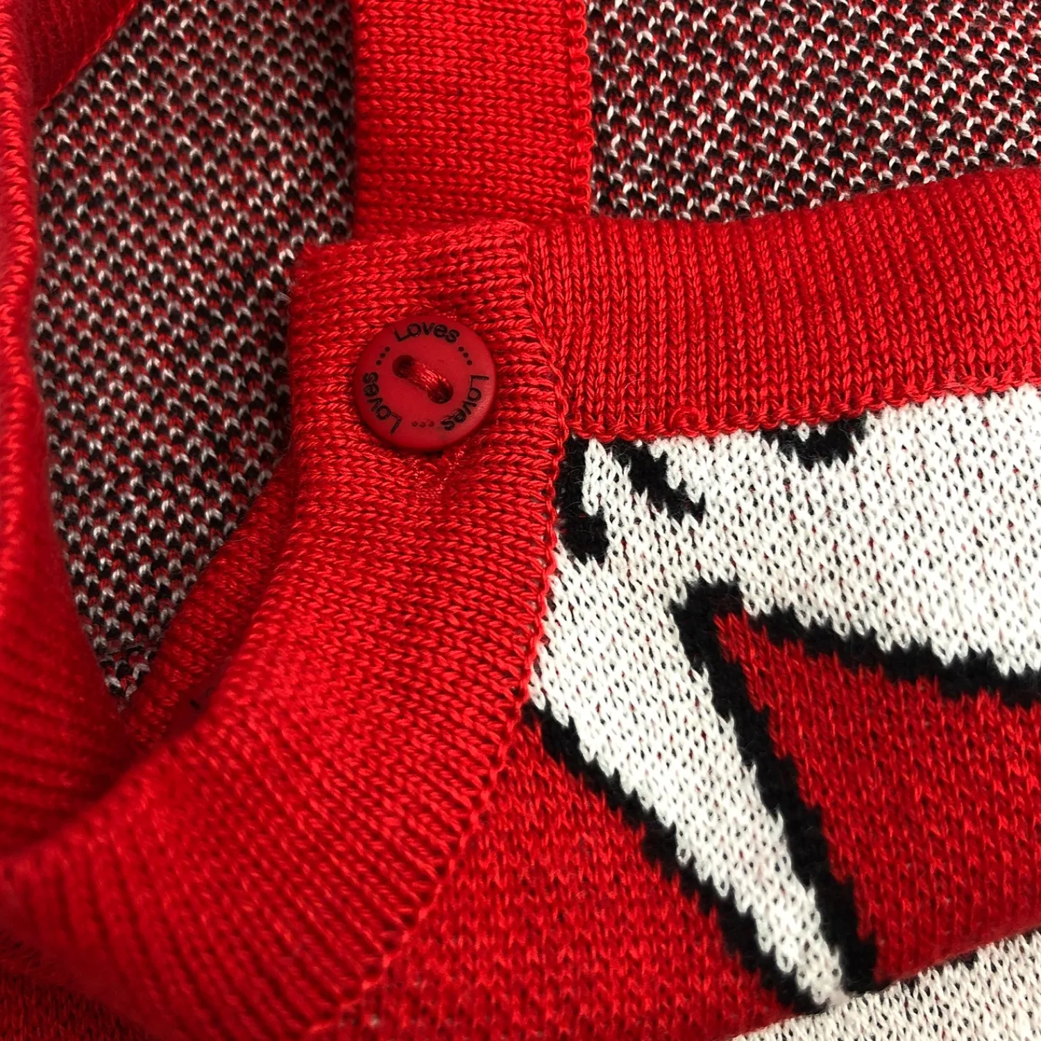 Beau Loves Rompers> Knit Baby Romper, Ecru/Tomato Red, Hello, Speech Bubbles