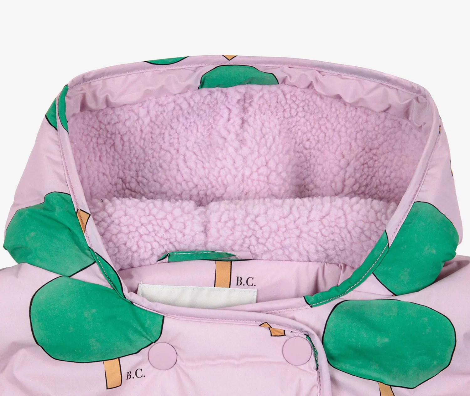 Bobo Choses Jackets> Baby Green Tree All Over Hooded Puffer Jacket