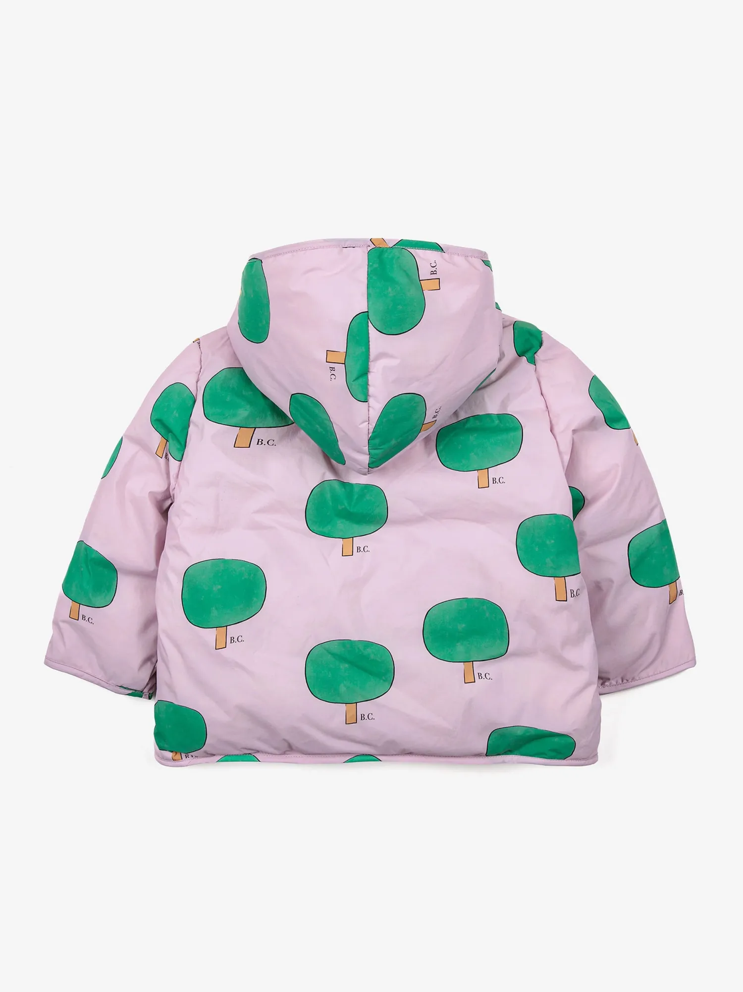 Bobo Choses Jackets> Baby Green Tree All Over Hooded Puffer Jacket