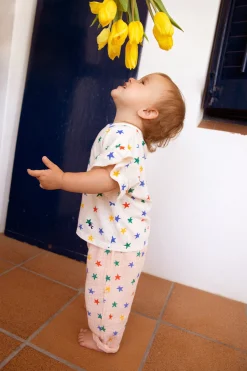 Bobo Choses T Shirts> Baby Multicolor Stars All Over Ruffle T-Shirt