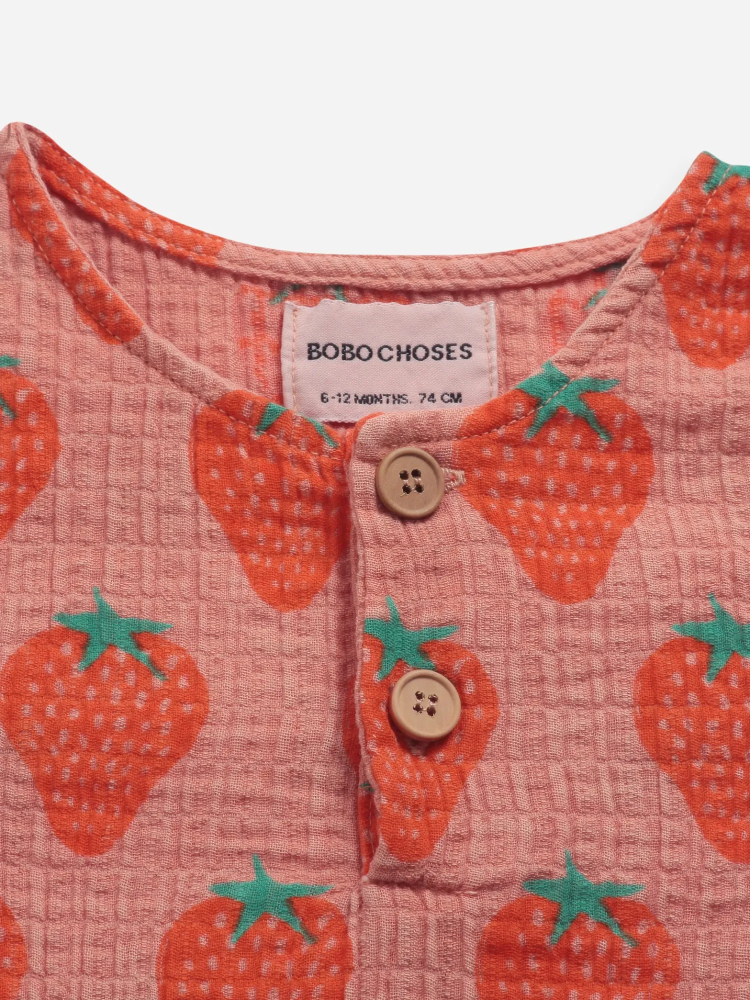 Bobo Choses Onesies> Baby Strawberry All Over Woven Playsuit