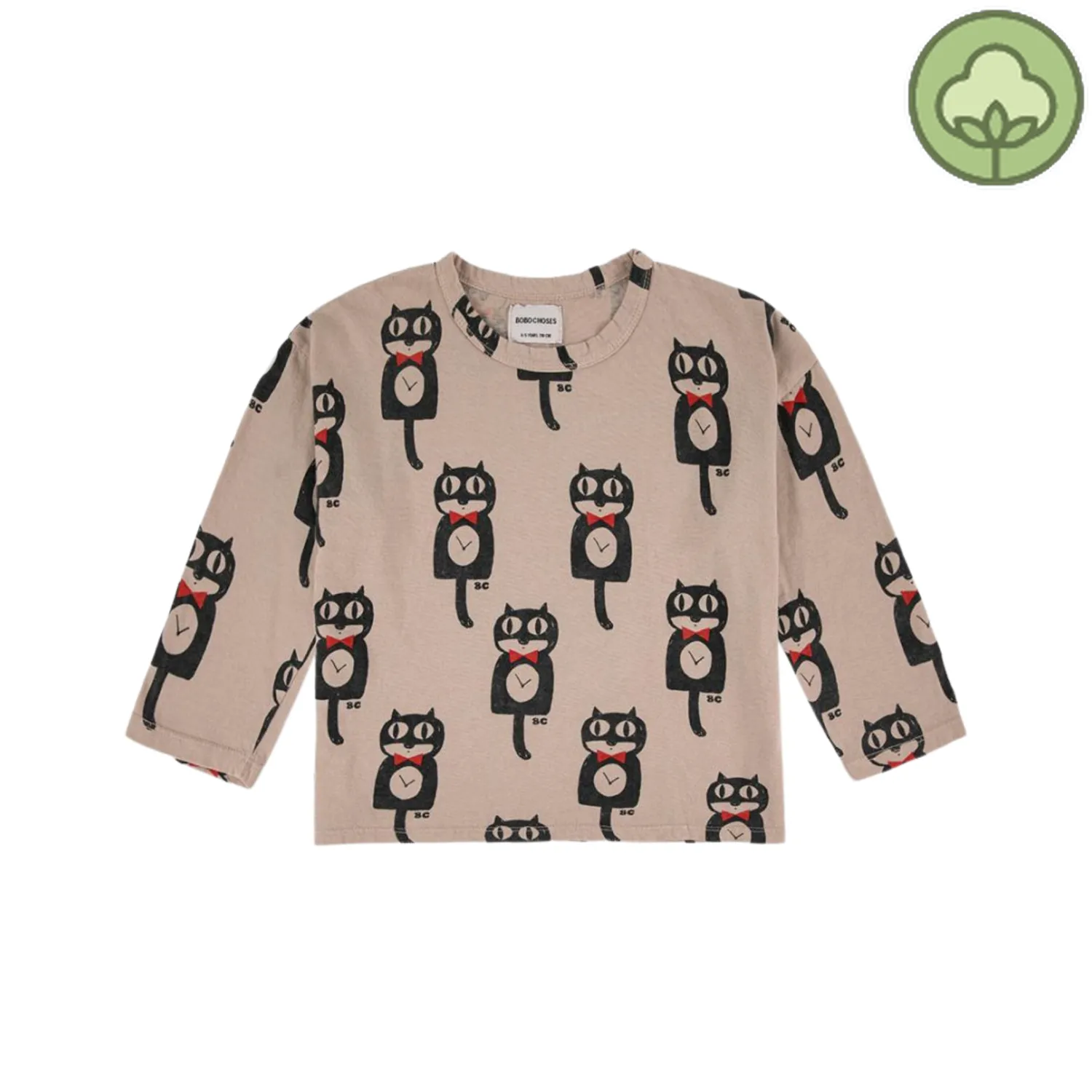 Bobo Choses Long Sleeve T Shirts> Cat O'Clock All Over Long Sleeve T-Shirt