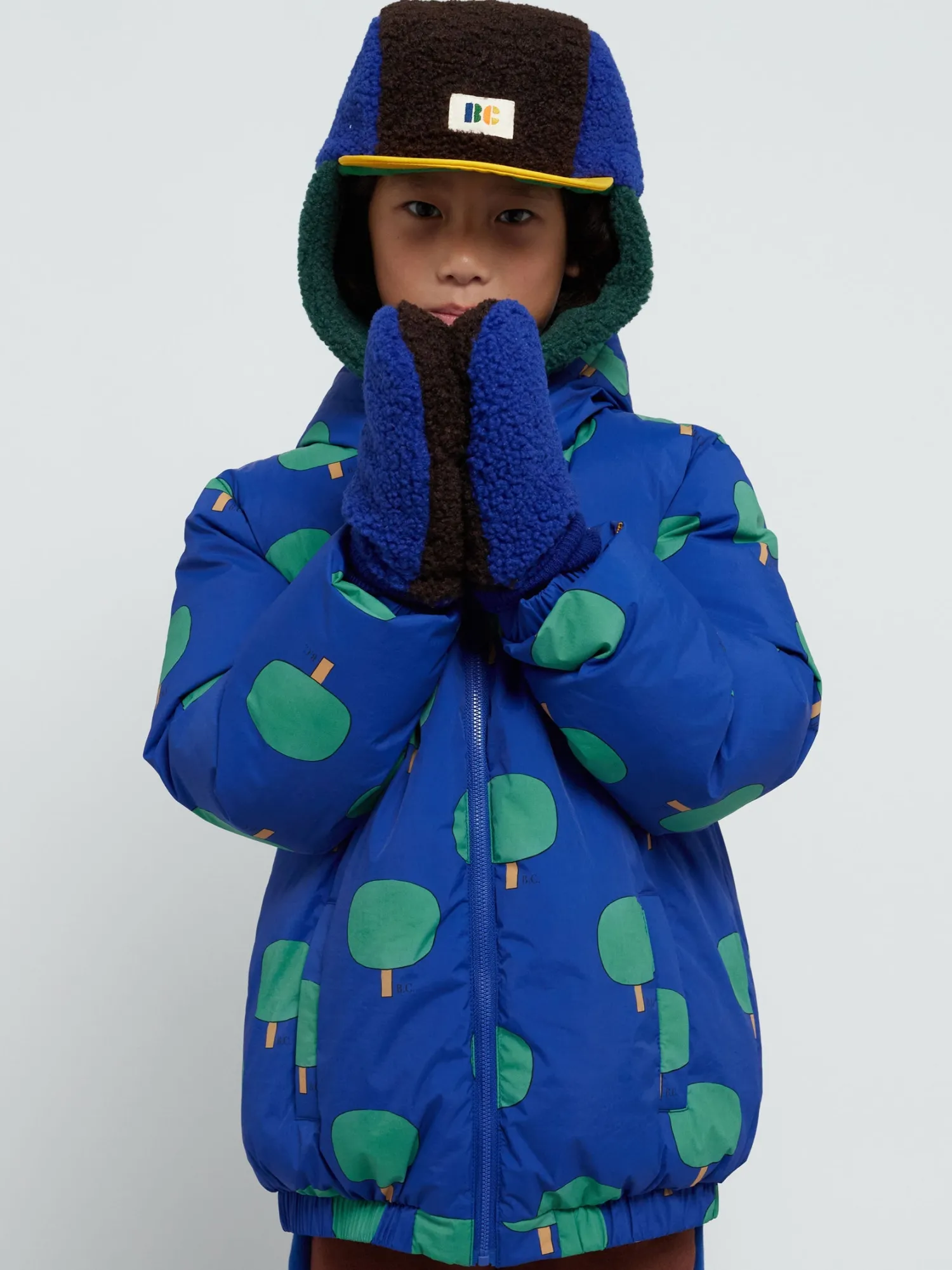 Bobo Choses Face Masks> Color Block Sheepskin Blue Gloves