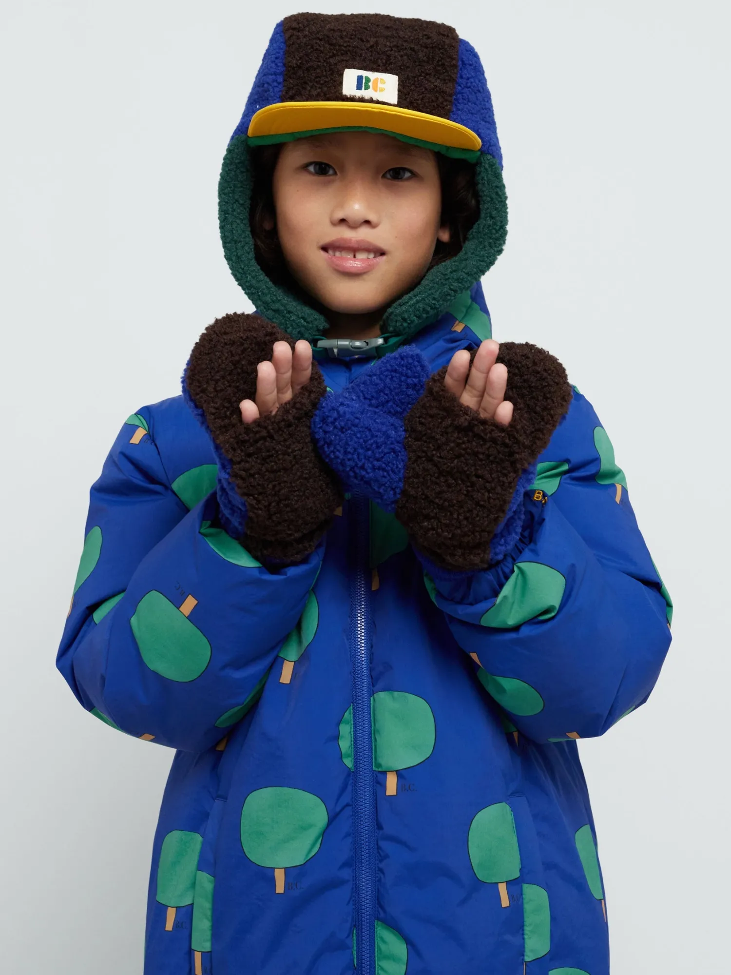 Bobo Choses Face Masks> Color Block Sheepskin Blue Gloves