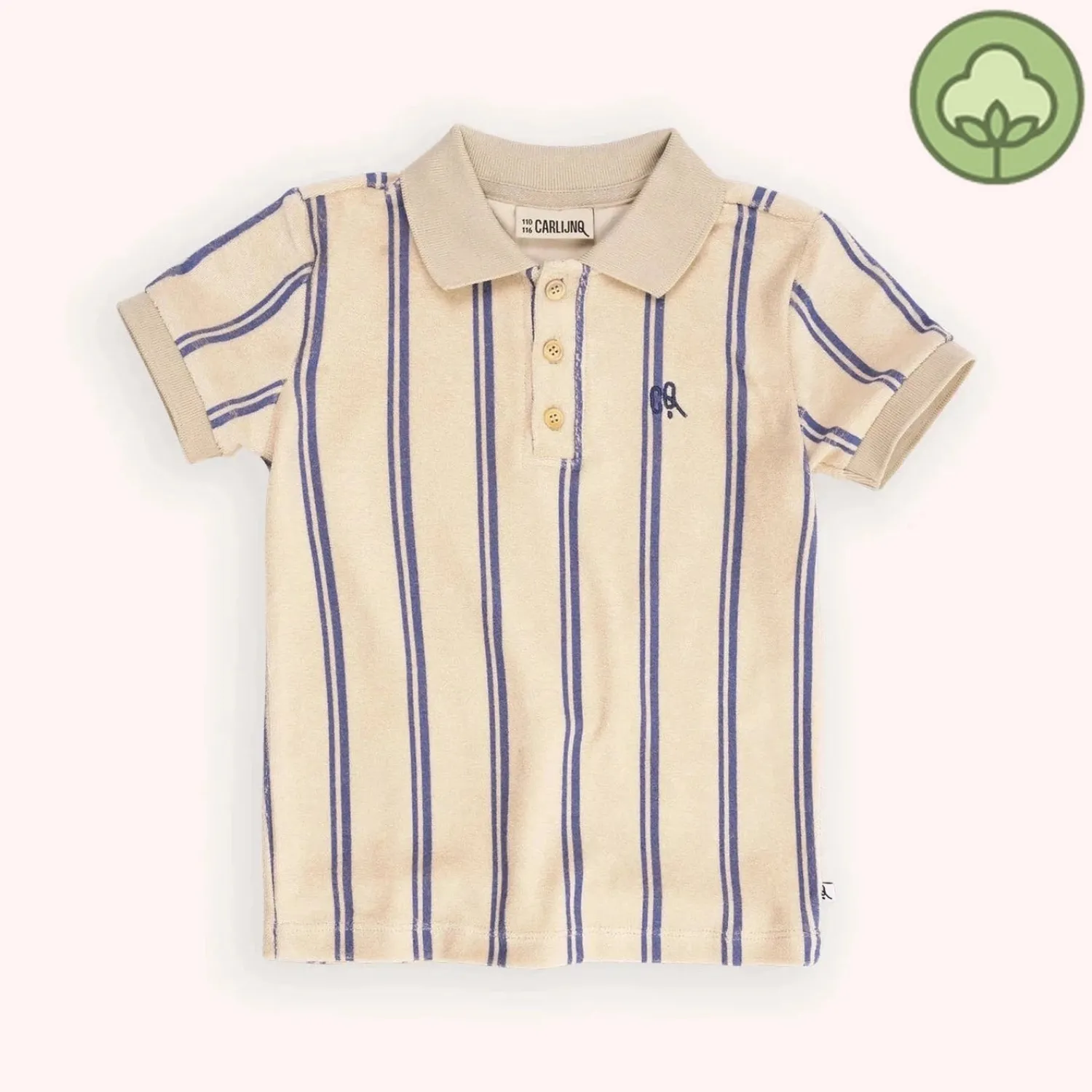 CARLIJNQ T Shirts> Stripes Blue - Polo T-Shirt Wt Embroidery