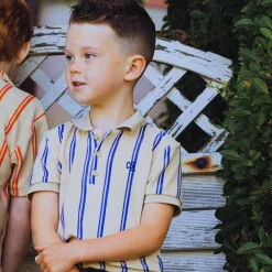CARLIJNQ T Shirts> Stripes Blue - Polo T-Shirt Wt Embroidery