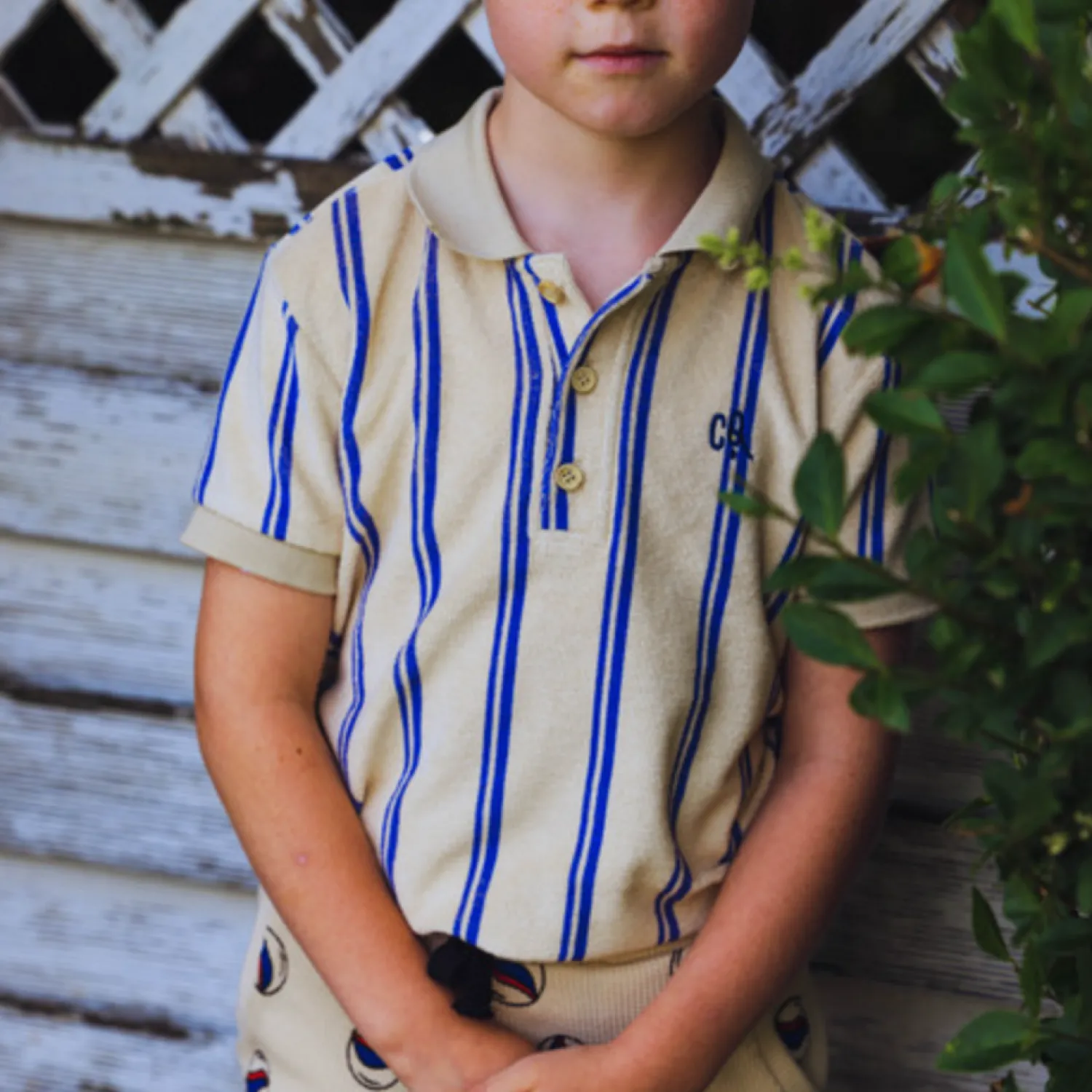 CARLIJNQ T Shirts> Stripes Blue - Polo T-Shirt Wt Embroidery