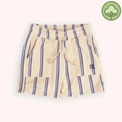 CARLIJNQ Shorts> Stripes Blue - Short Loosefit Wt Embroidery