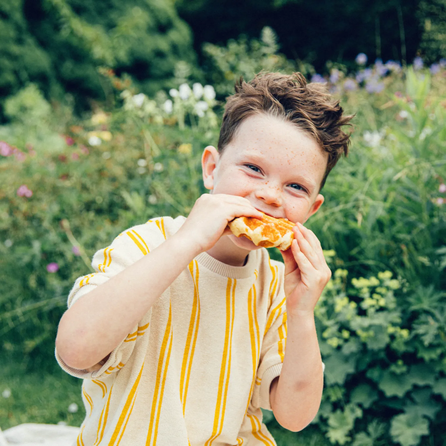 CARLIJNQ T Shirts> Stripes Yellow - Sweater Short Sleeve