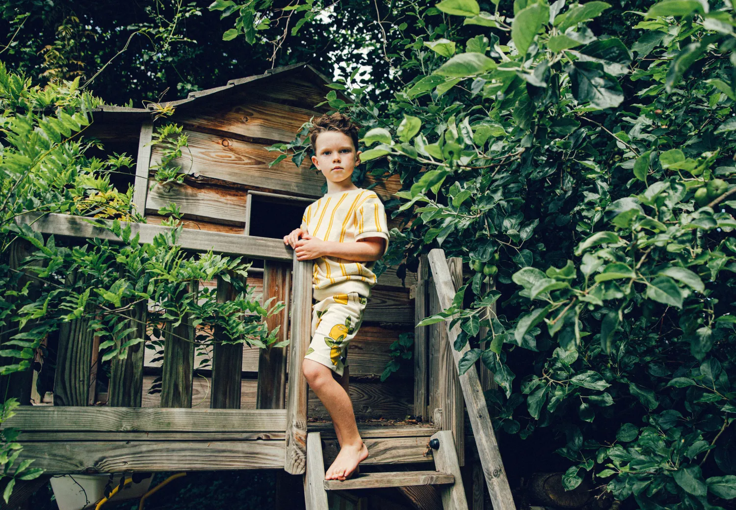 CARLIJNQ T Shirts> Stripes Yellow - Sweater Short Sleeve