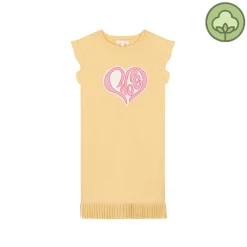 Chloé Kids Overalls & Jumpsuits>Chloe Kids Girl Heart Logo Jersey Dress Yellow