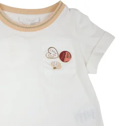Chloé Kids Long Sleeve T Shirts>Chloe Kids Girls Button Pocket T-Shirt