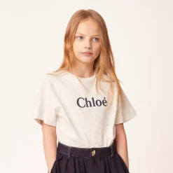 Chloé Kids Long Sleeve T Shirts>Chloe Kids Logo T Shirt Off White Mini Me