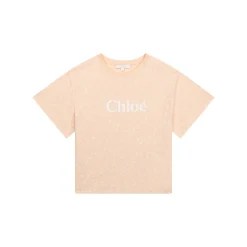 Chloé Kids Long Sleeve T Shirts>Chloe Kids Logo T Shirt Pale Pink Mini Me