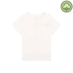 Chloé Kids Long Sleeve T Shirts>Chloe Kids Perforated T Shirt Off White Mini Me