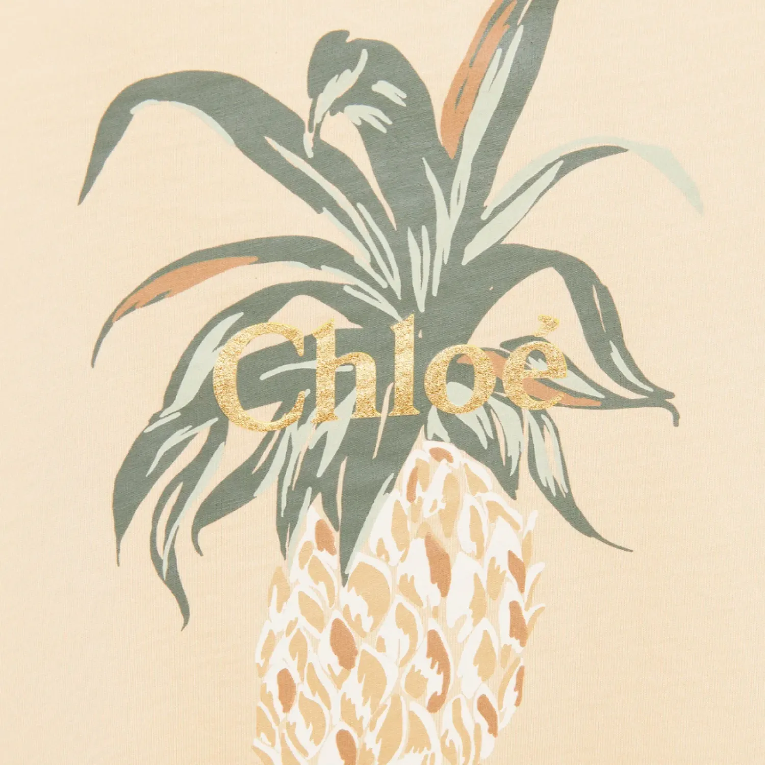 Chloé Kids Long Sleeve T Shirts>Chloe Kids Pineapple T Shirt Stone