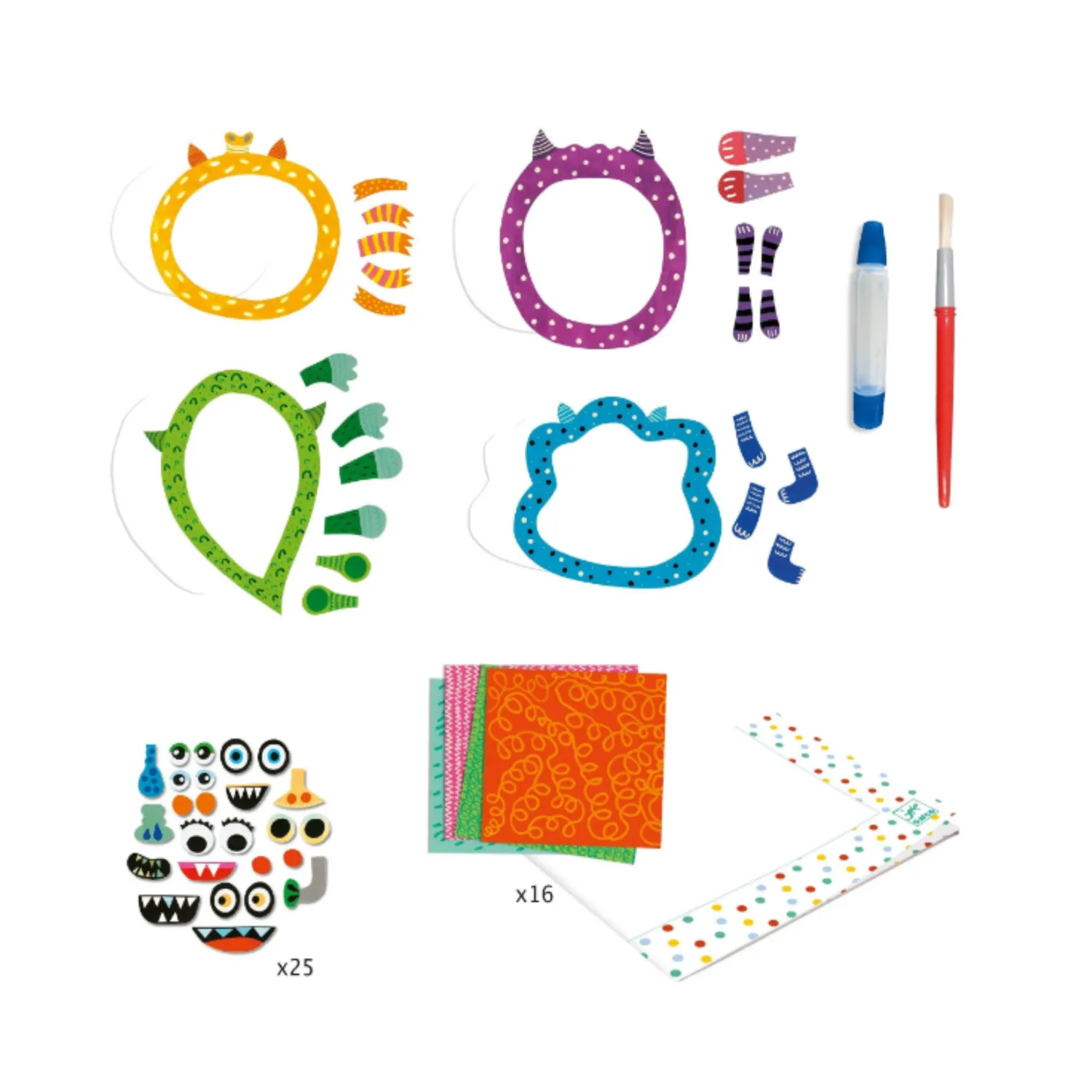 Djeco Face Masks> Collage Craft Kit - Happy Monsters