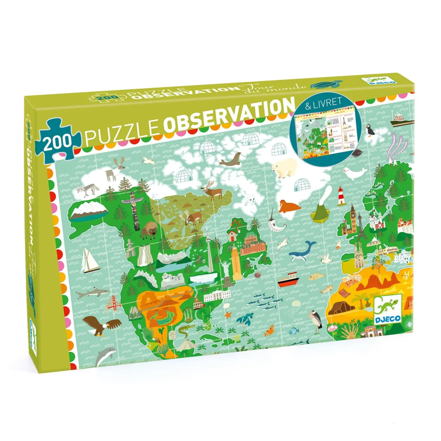 Djeco Face Masks> Observation Around The World 200-Piece Puzzle