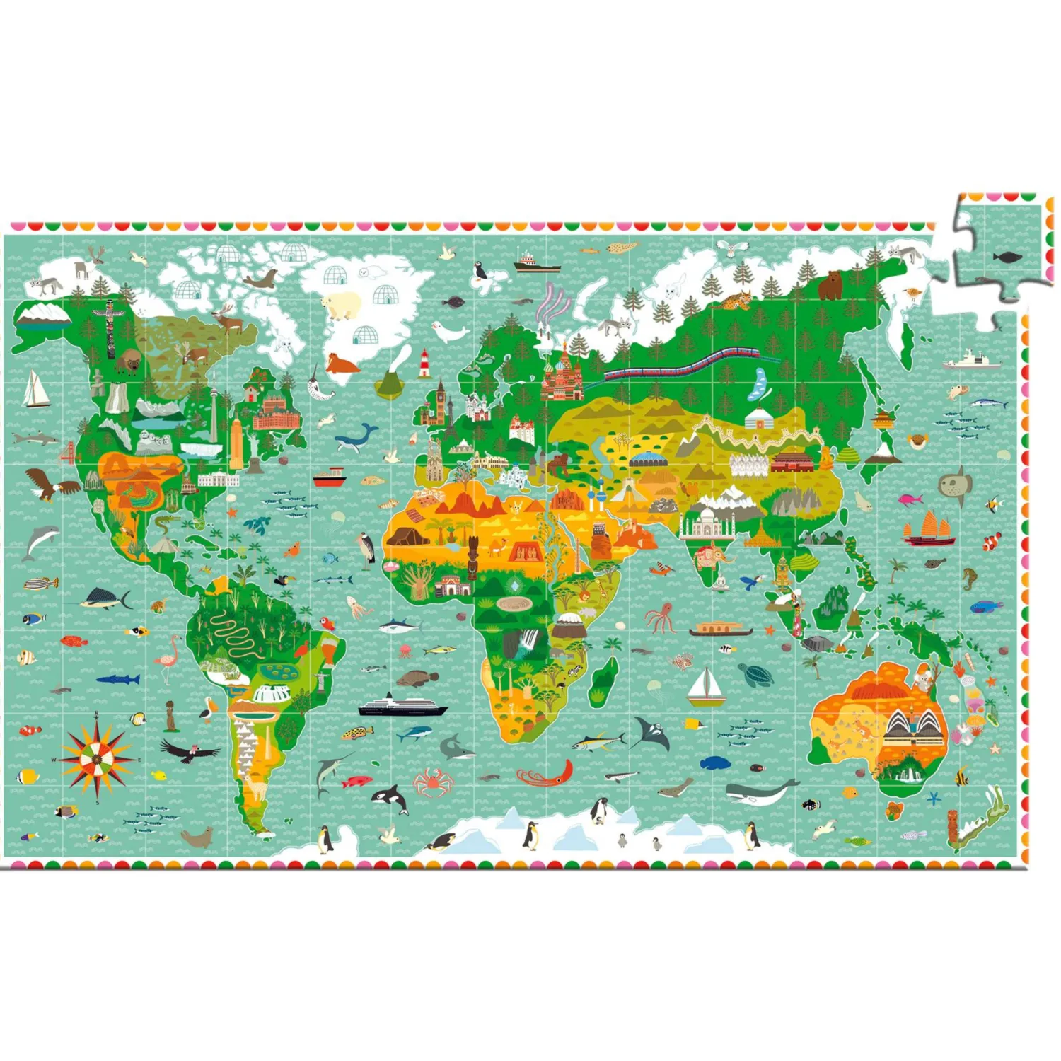 Djeco Face Masks> Observation Around The World 200-Piece Puzzle