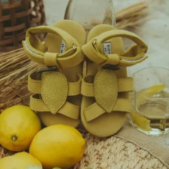 Donsje Shoes> Sadie Lemon Leather Baby Sandals
