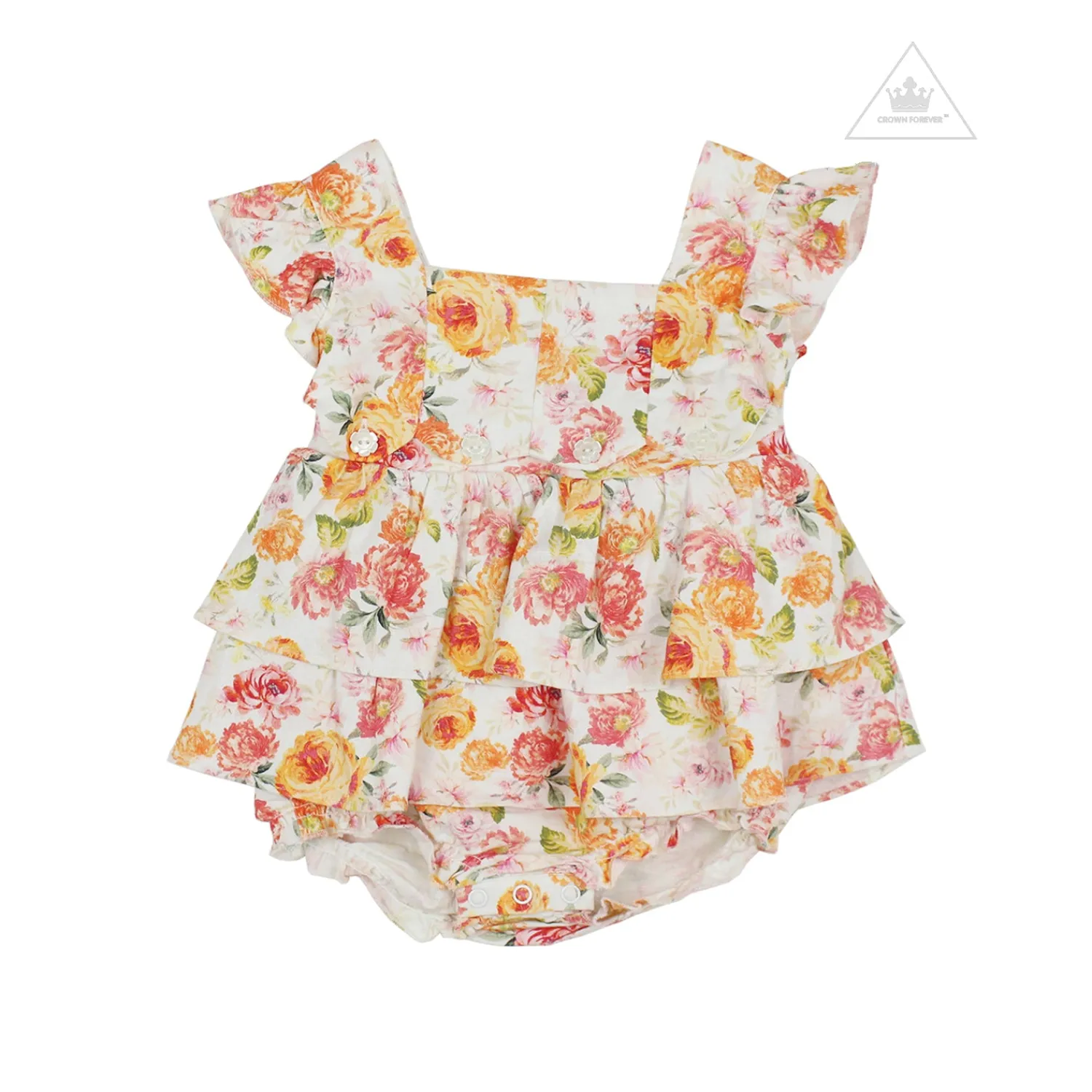 Lil Lemons By For Love And Lemons Overalls & Jumpsuits>Lil Lemons Peony Baby Dress Coral