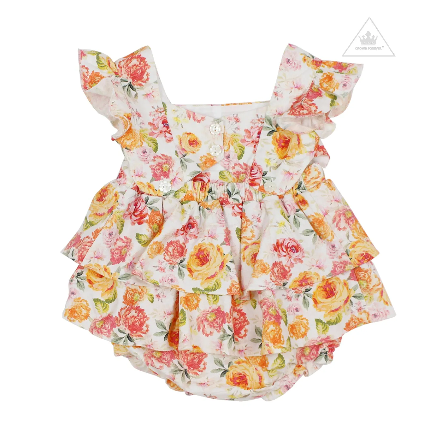 Lil Lemons By For Love And Lemons Overalls & Jumpsuits>Lil Lemons Peony Baby Dress Coral