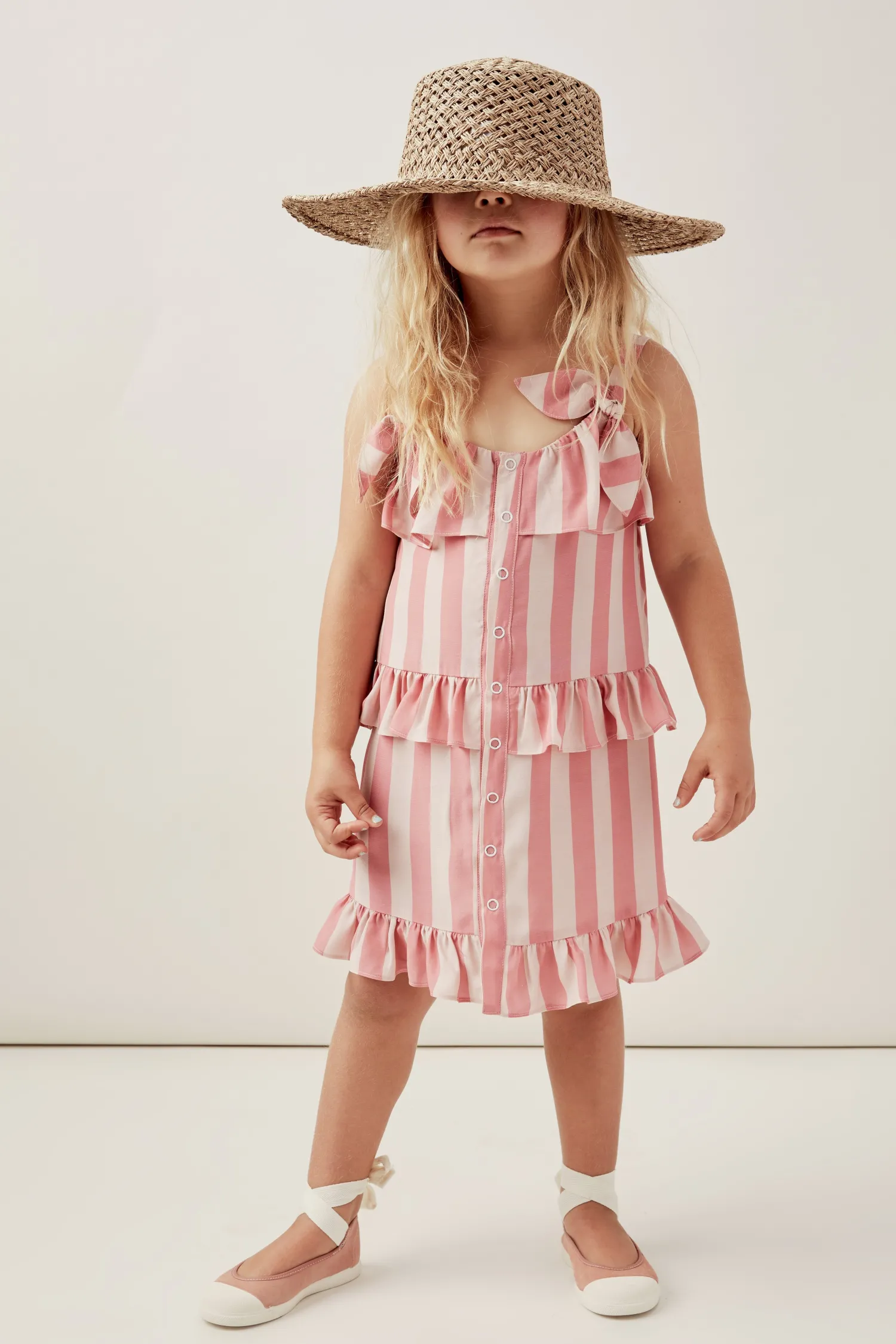 Lil Lemons By For Love And Lemons Overalls & Jumpsuits>Lil Lemons Sunshine Tiered Dress Watermelon
