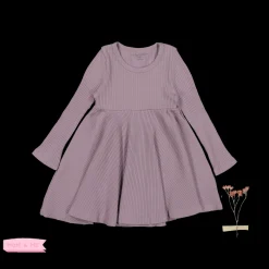 Lovely Littles Overalls & Jumpsuits>Lovley Littles The Ribbed Long Sleeve Dress Violet