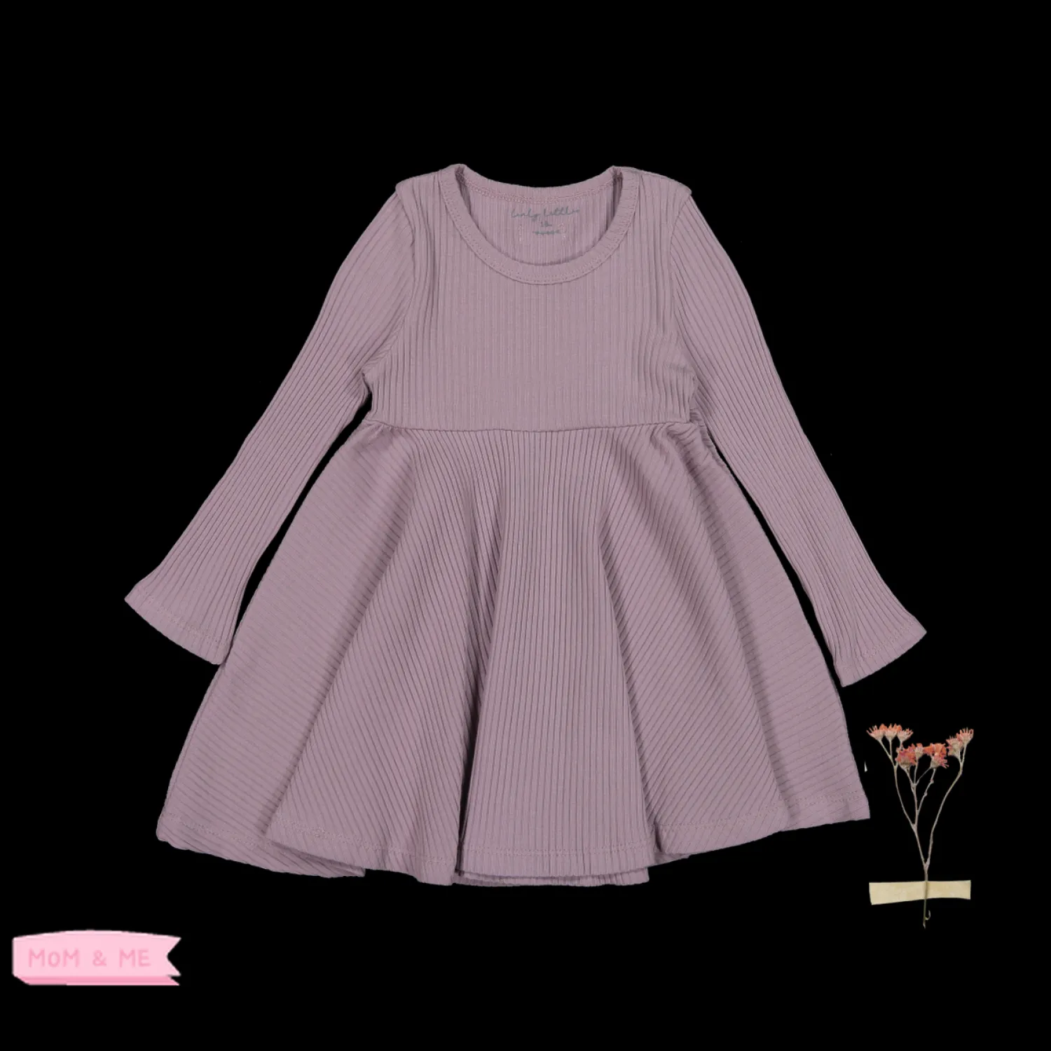 Lovely Littles Overalls & Jumpsuits>Lovley Littles The Ribbed Long Sleeve Dress Violet