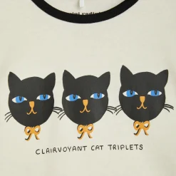 Mini Rodini Long Sleeve T Shirts> Cat Triplets T-Shirt Offwhite