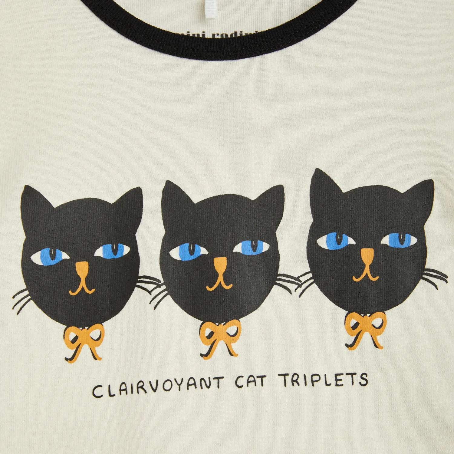 Mini Rodini Long Sleeve T Shirts> Cat Triplets T-Shirt Offwhite