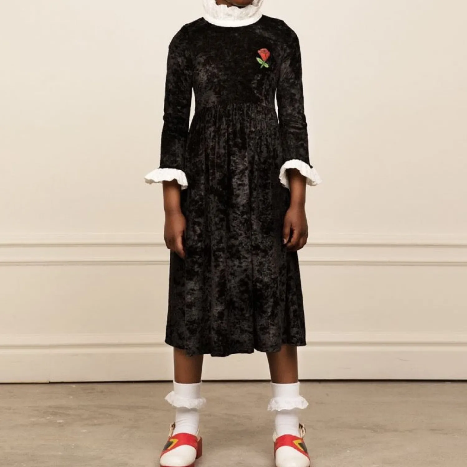 Mini Rodini Overalls & Jumpsuits> Crushed Velour Long Sleeve Dress