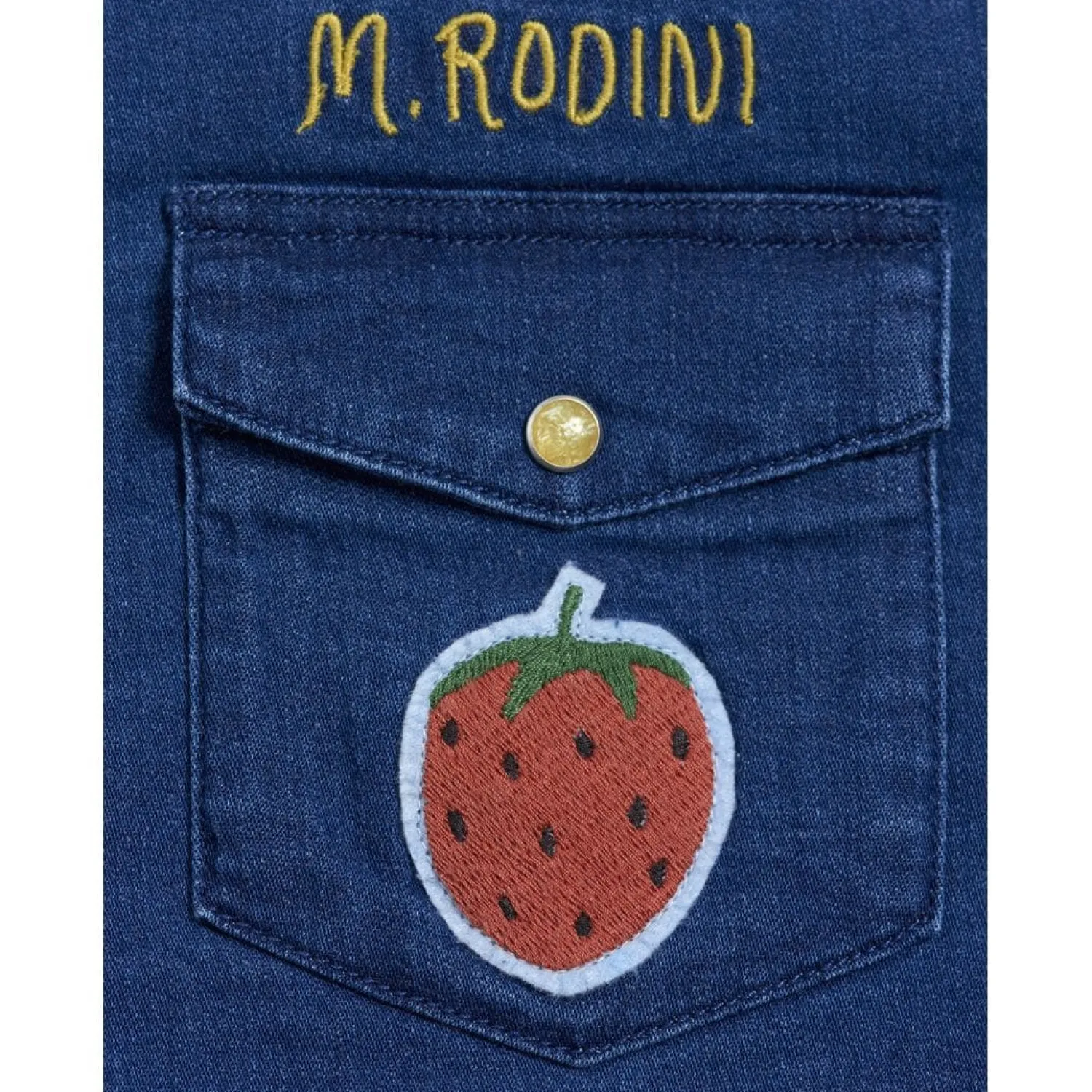 Mini Rodini Shirts> Denim Strawberry Shirt