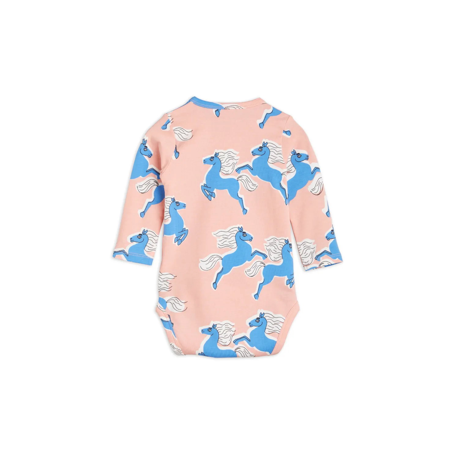 Mini Rodini Onesies> Horses Long Sleeve Bodysuit