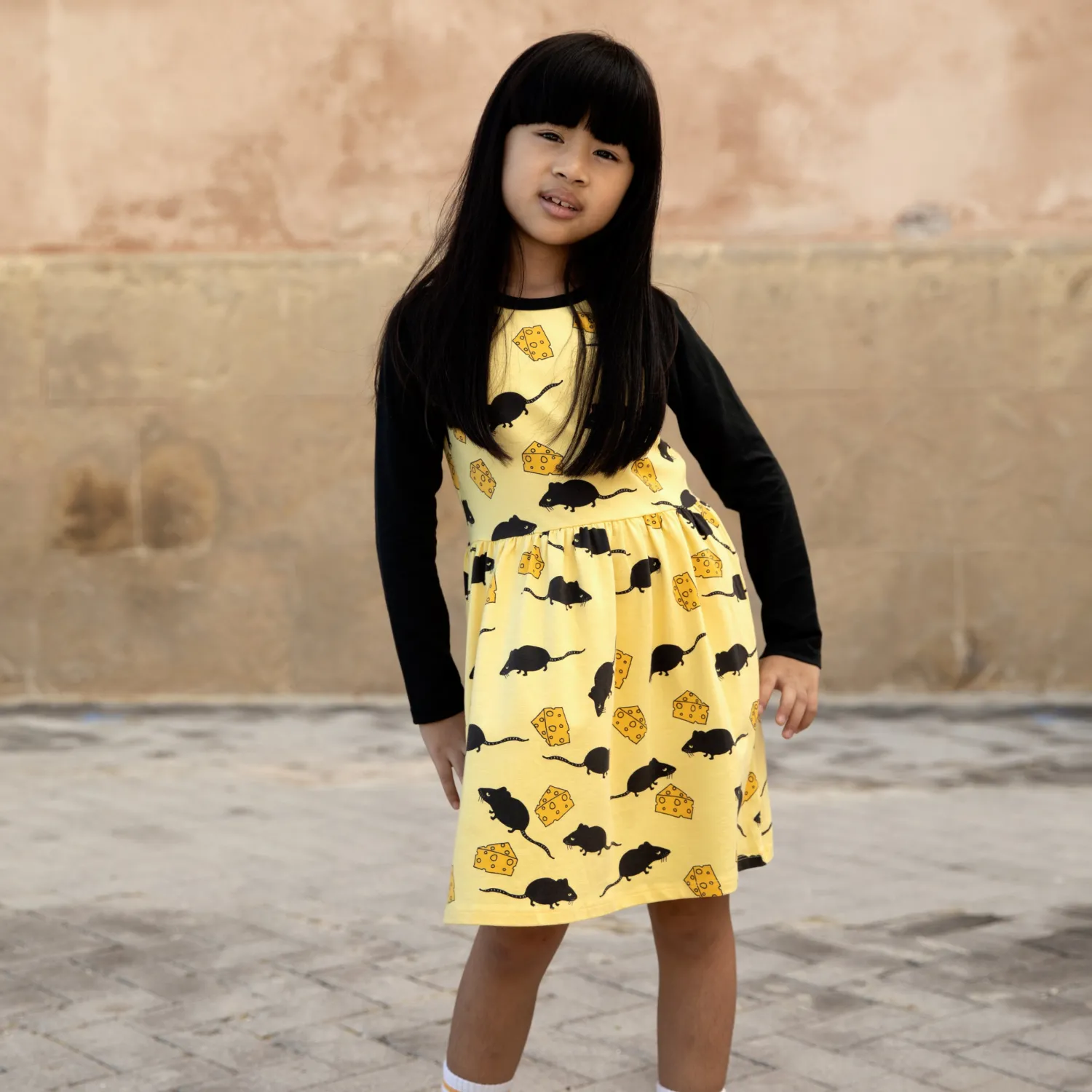 Mini Rodini Overalls & Jumpsuits> Mouse Long Sleeve Dress