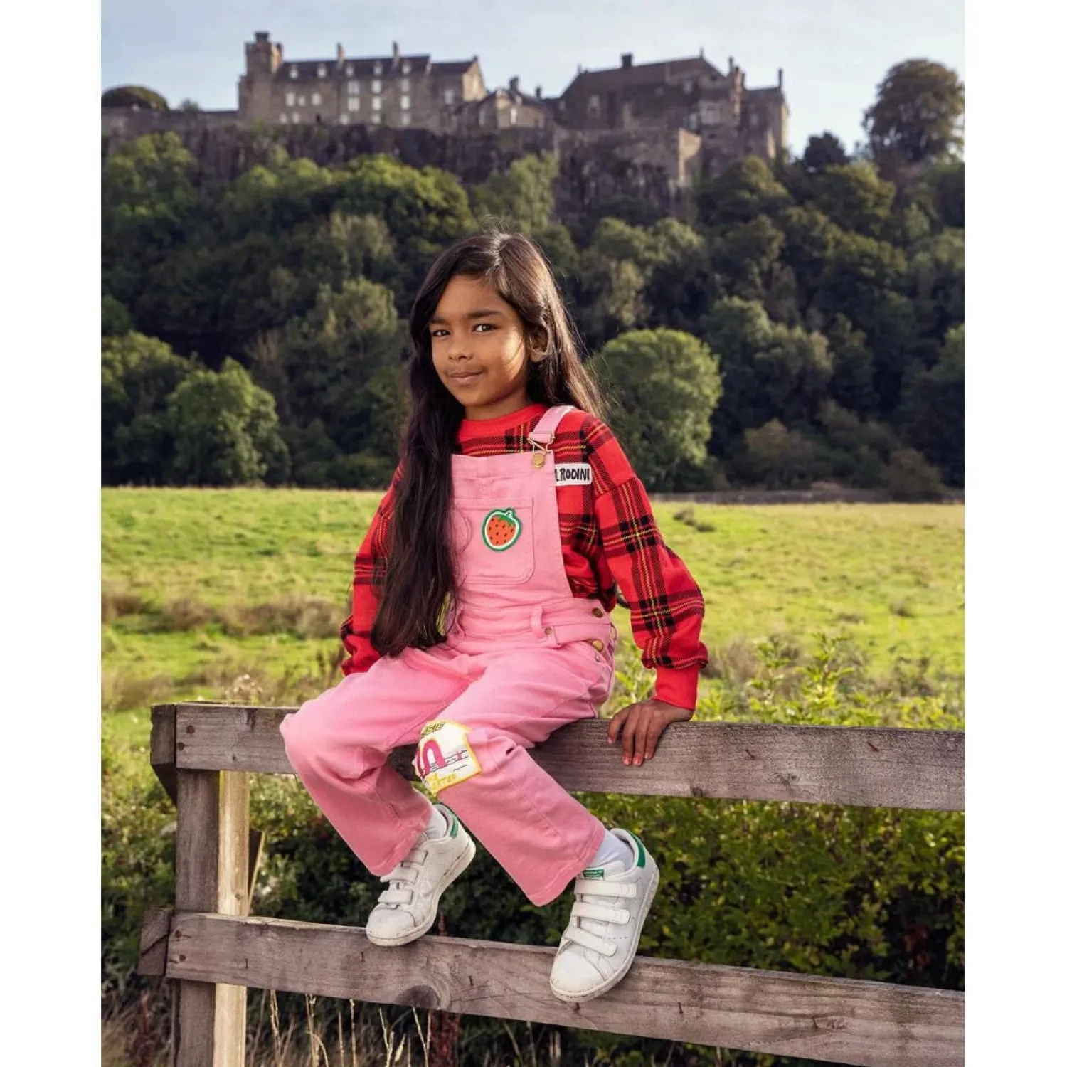Mini Rodini Sweatshirts> Nessie Dungarees Pink Overall