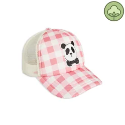 Mini Rodini Hats> Panda Gingham Check Cap Pink