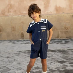 Mini Rodini Face Masks> Sailor Woven Jumpsuit