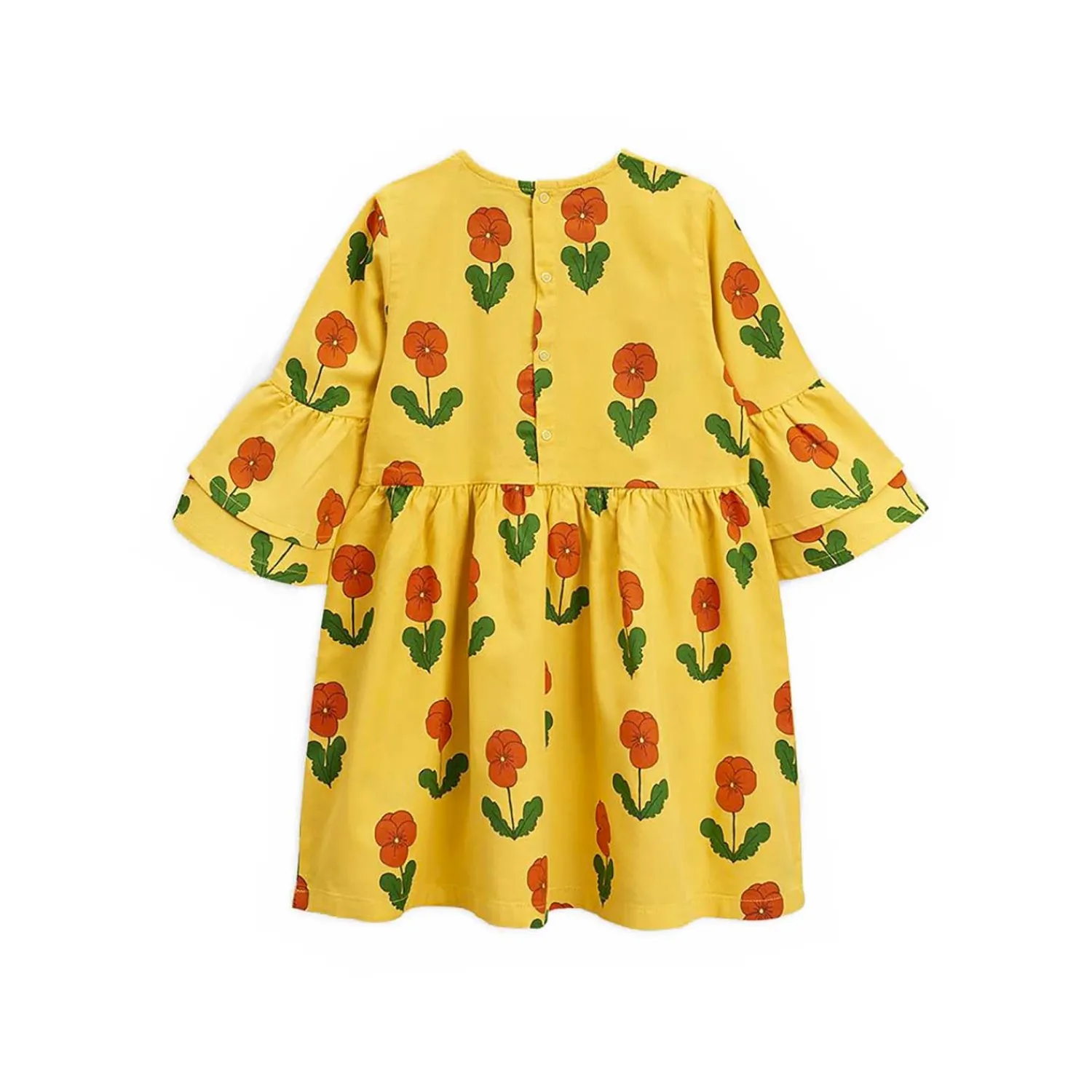 Mini Rodini Overalls & Jumpsuits> Violas Woven Flared Sleeve Dress Yellow