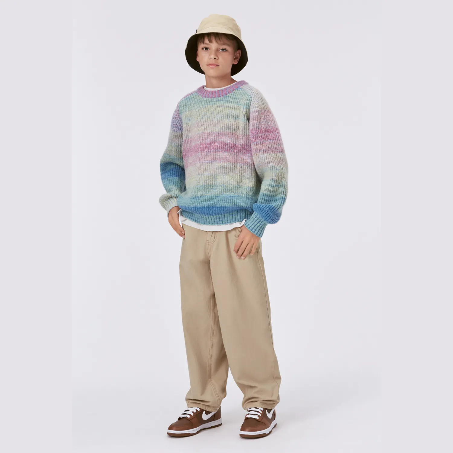 Molo Kids Face Masks>Molo Bosse Space Dye Wool Knit Jumper Pastel Melange
