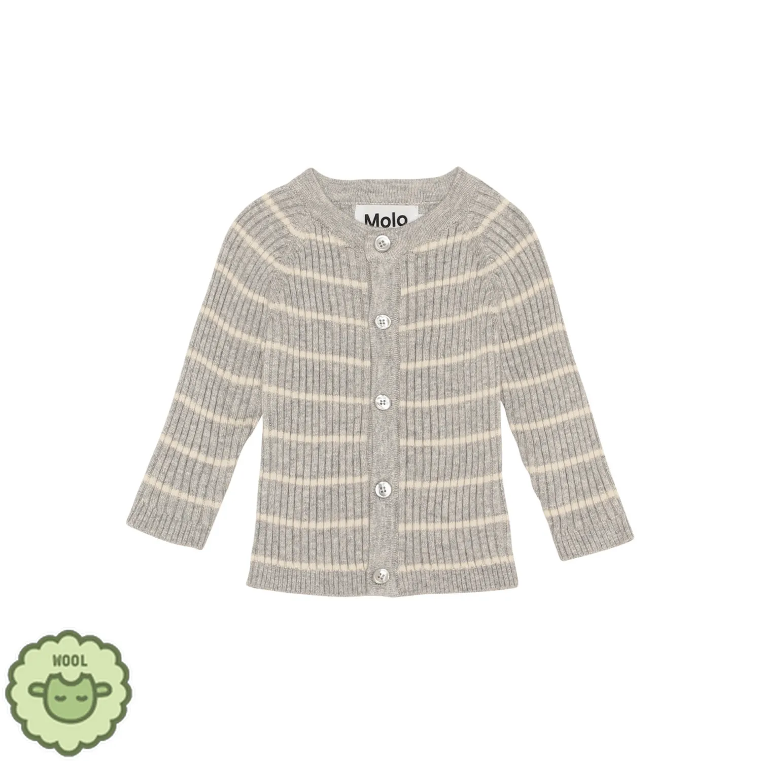 Molo Kids Cardigans> Bendix Grey Stripe Baby Knit Cardigan