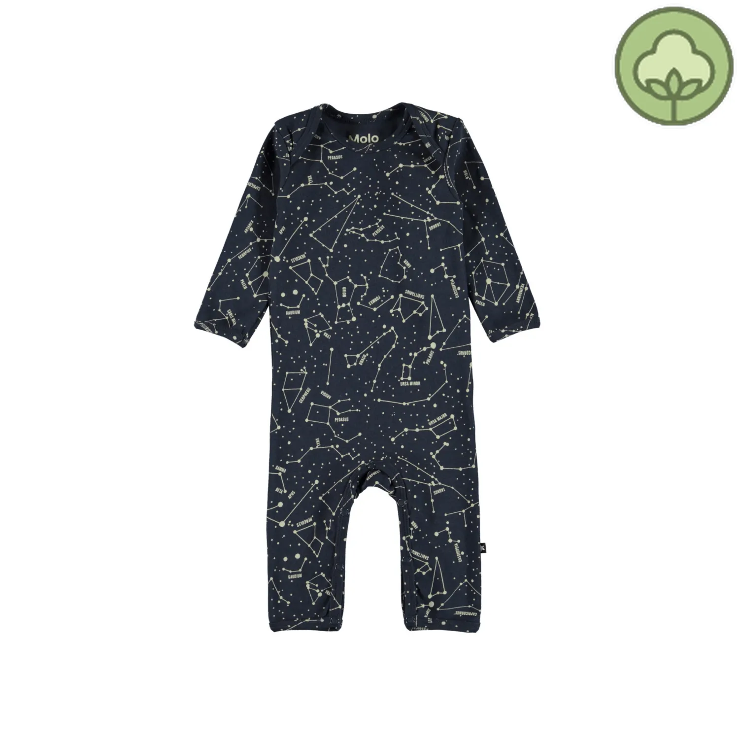 Molo Kids Rompers> Faso Star Maps Organic Baby Bodysuit