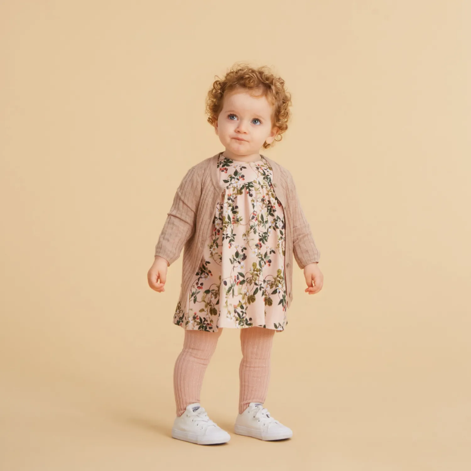 Molo Kids Cardigans> Georgette Oatmeal Melange Baby Knit Cardigan