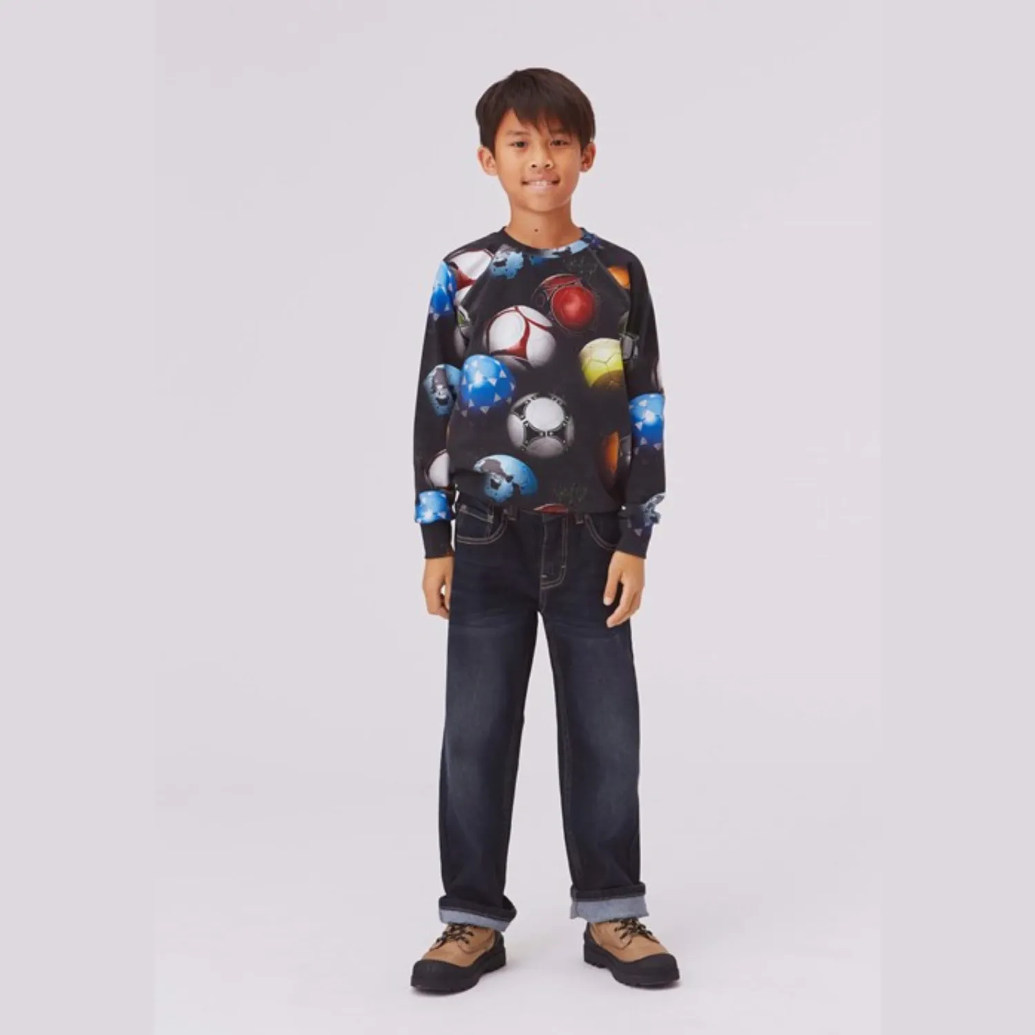Molo Kids Long Sleeve T Shirts> Romeo World Football Long Sleeve T Shirt