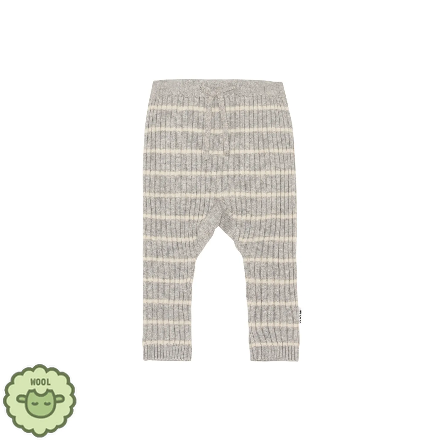 Molo Kids Leggings> Sigmund Grey Stripe Baby Knit Leggings