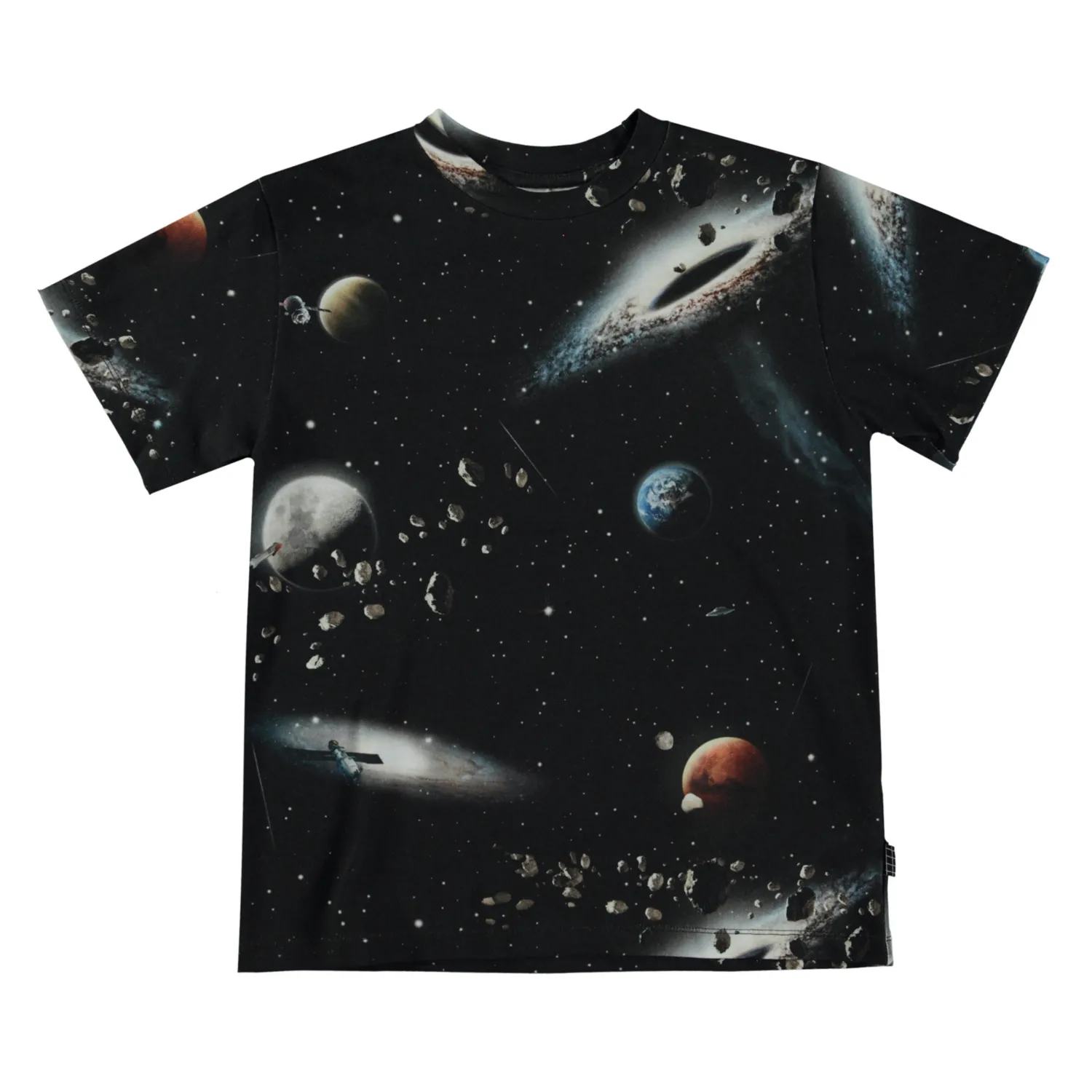 Molo Kids T Shirts>Molo Riley Make Space Black T-Shirt