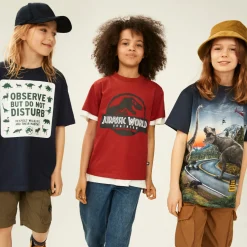 Molo Kids T Shirts>Molo X Jurassic World Kids Roxo Red Ochre T Shirt