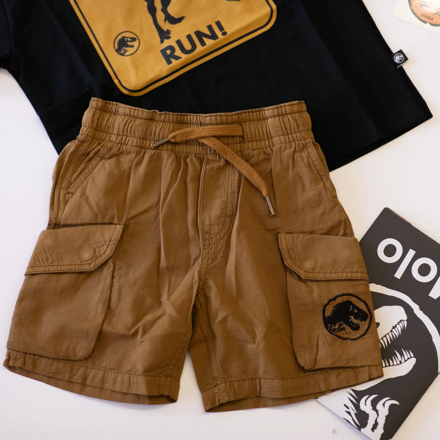 Molo Kids Shorts>Molo X Jurassic World Kids Argod Earthy Shorts
